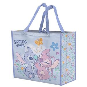 Stitch & Angel Spring Vibes Reusable Blue-Floral Tote Bag size XL Gift Girl NWT